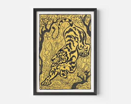 Tiger in The Jungle, Vintage Japanese Print