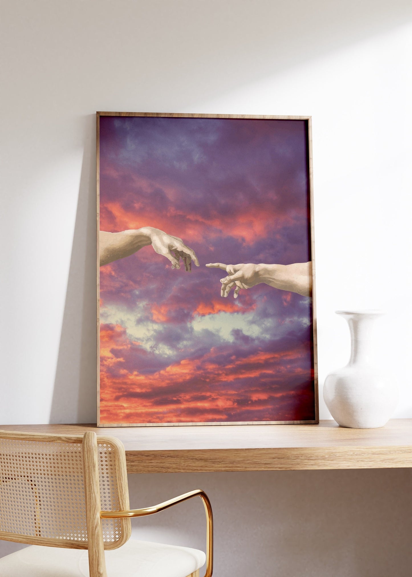 Renaissance Red Sky Painting, Vintage Print