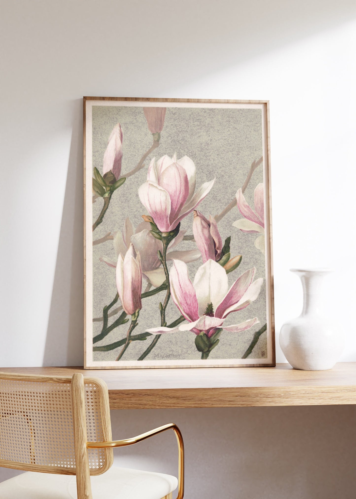 Magnolia Japanese Flower Vintage Poster