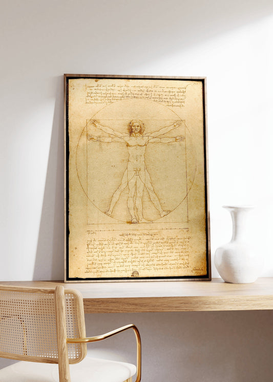 Vitruvian Man Vintage Print