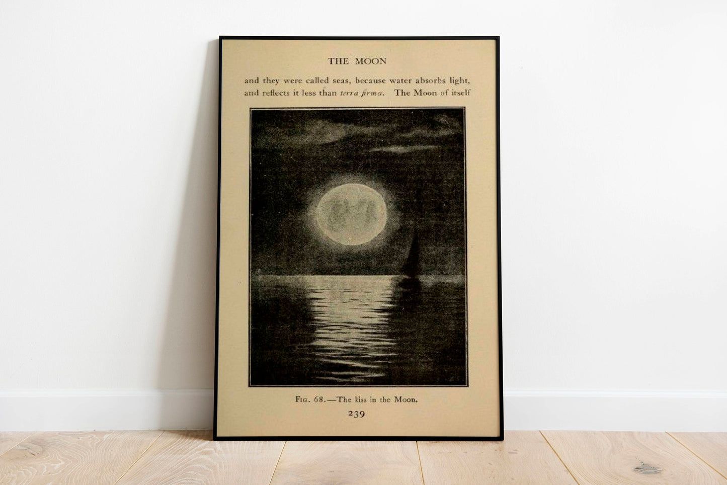 The Kiss in The Moon, Vintage Moon Illustration Poster