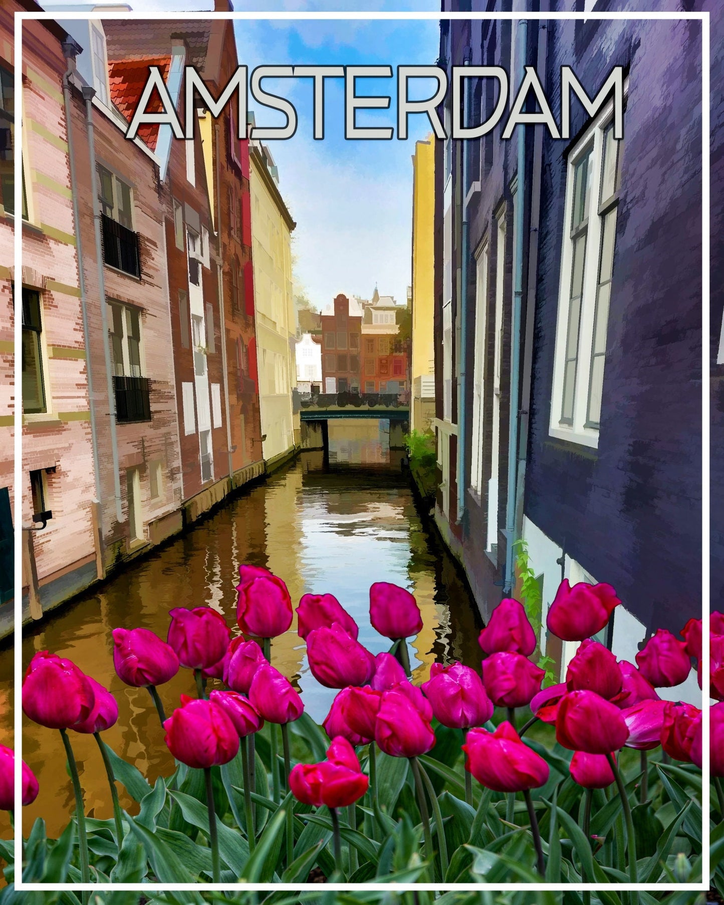 Amsterdam Holland Vintage Travel Poster