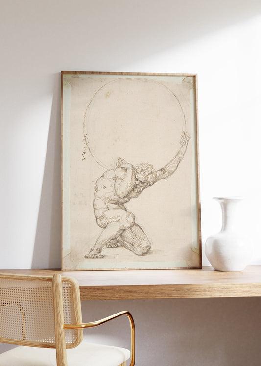 Crouching Figure of Atlas Renaissance Poster