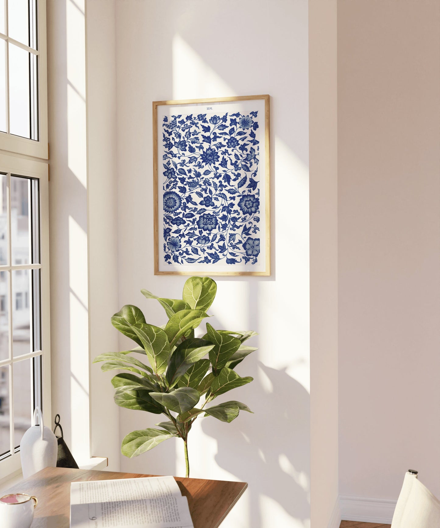 Chinese Blue Flower Pattern Poster