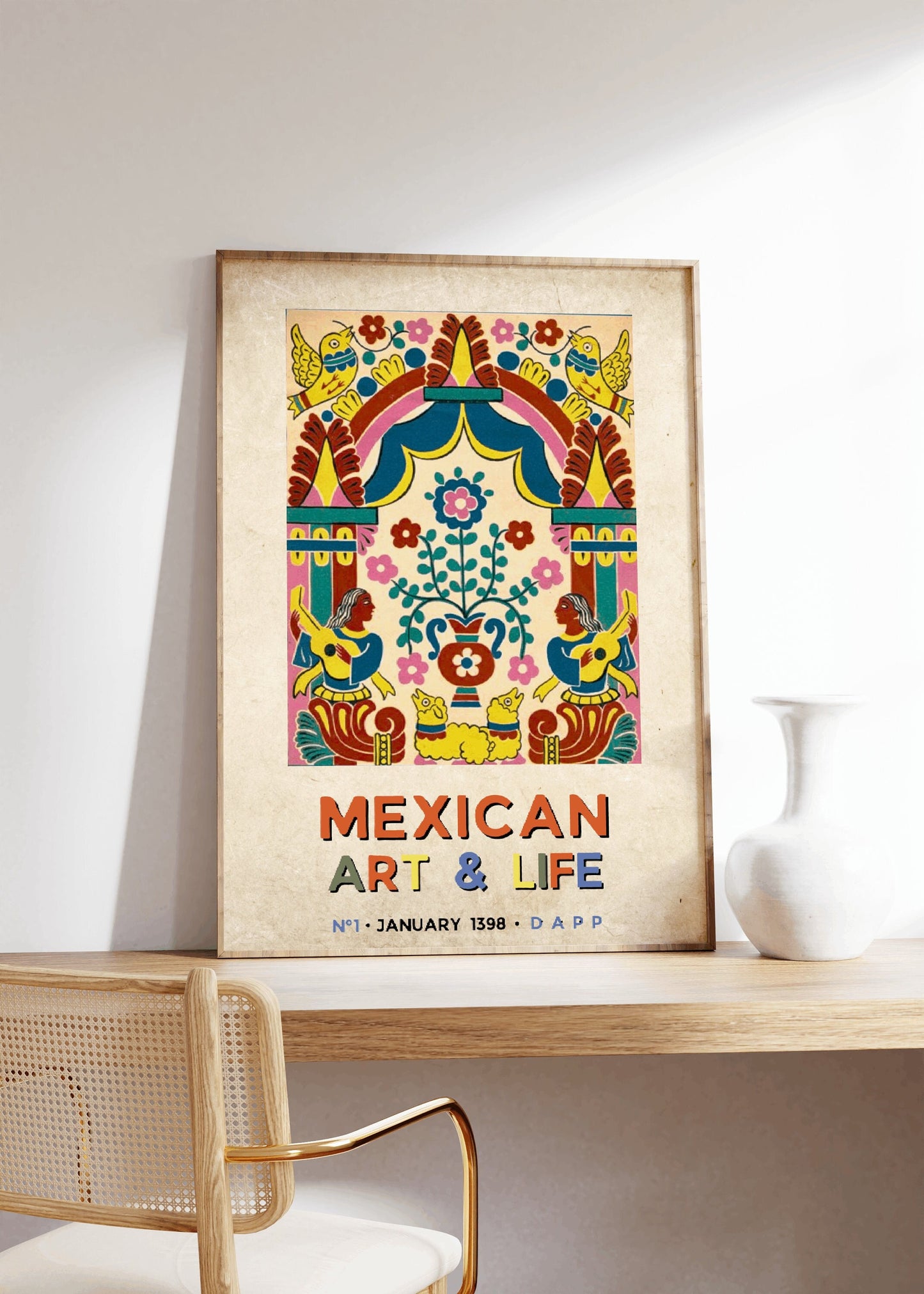 Mexican Art and Life Print, Colourful Mexican Poster