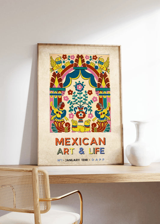 Mexican Art and Life Print, Colourful Mexican Poster