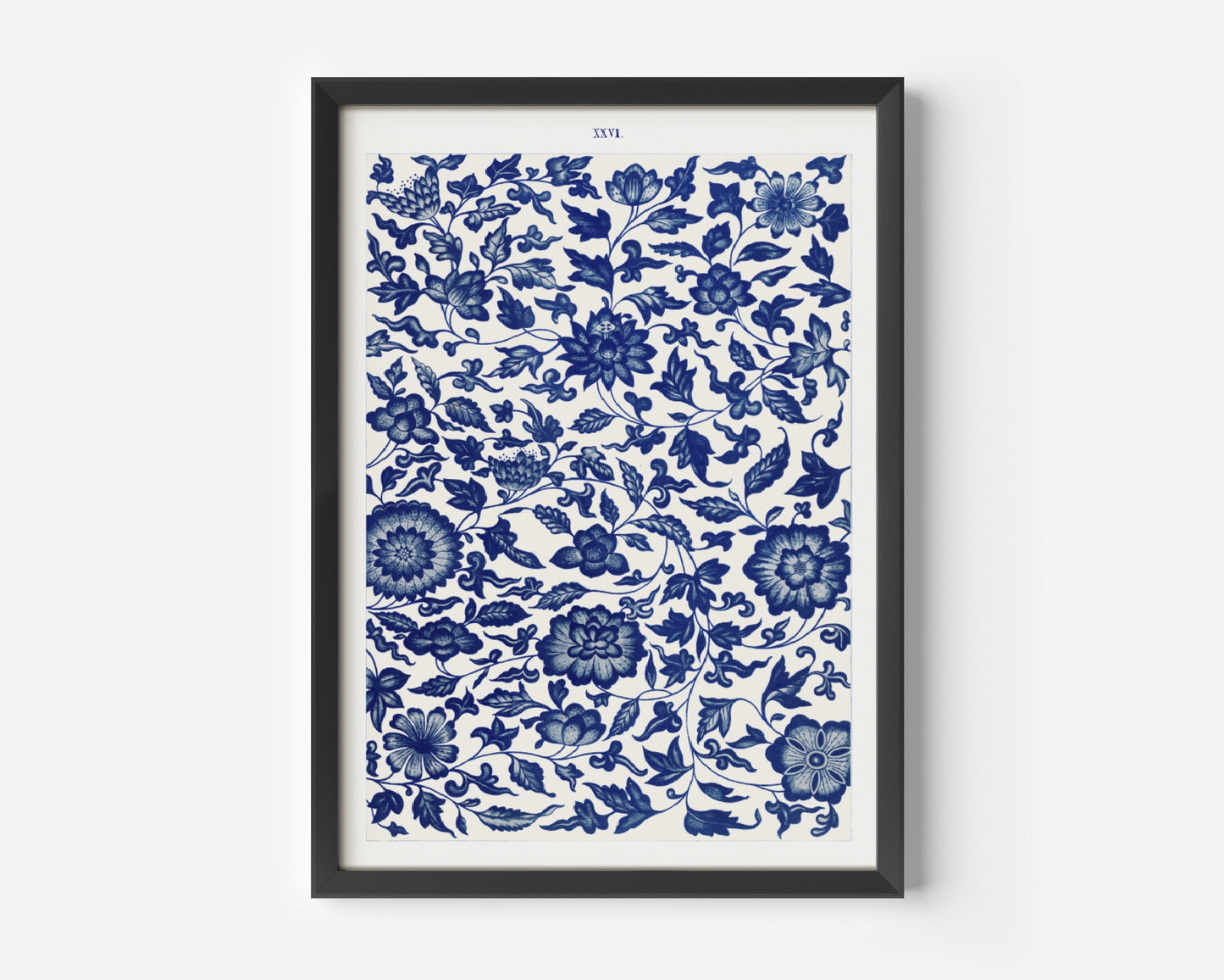 Chinese Blue Flower Pattern Poster