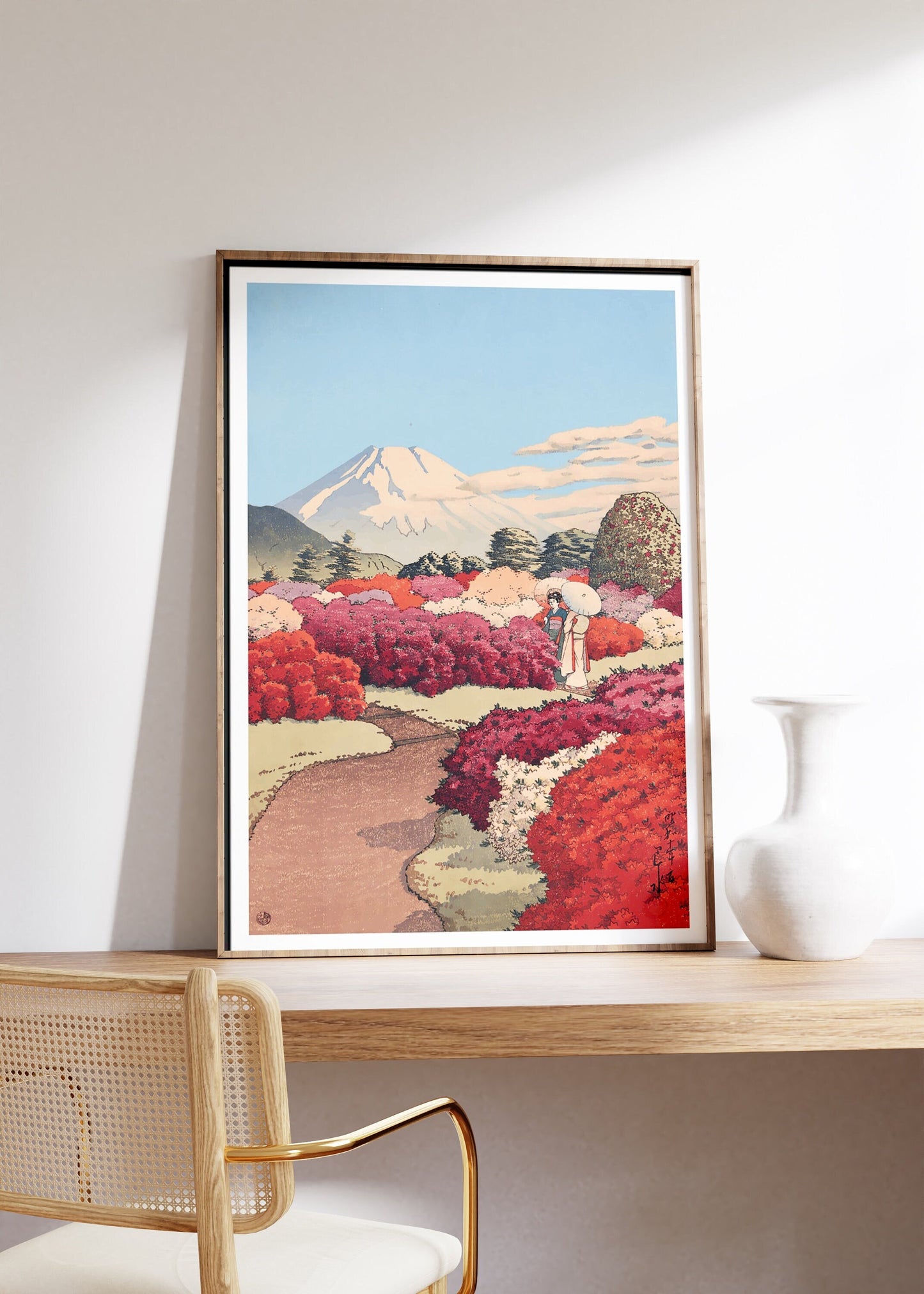 Mount Fuji from Flower Garden Vintage Japanese Poster