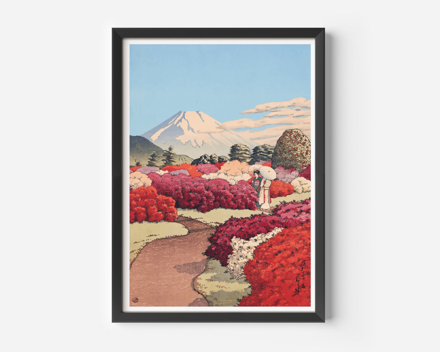 Mount Fuji from Flower Garden Vintage Japanese Poster