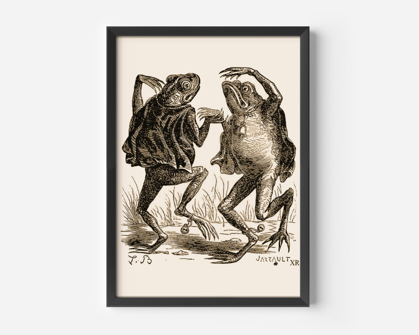 Two Funny Frog Dancing Vintage Poster