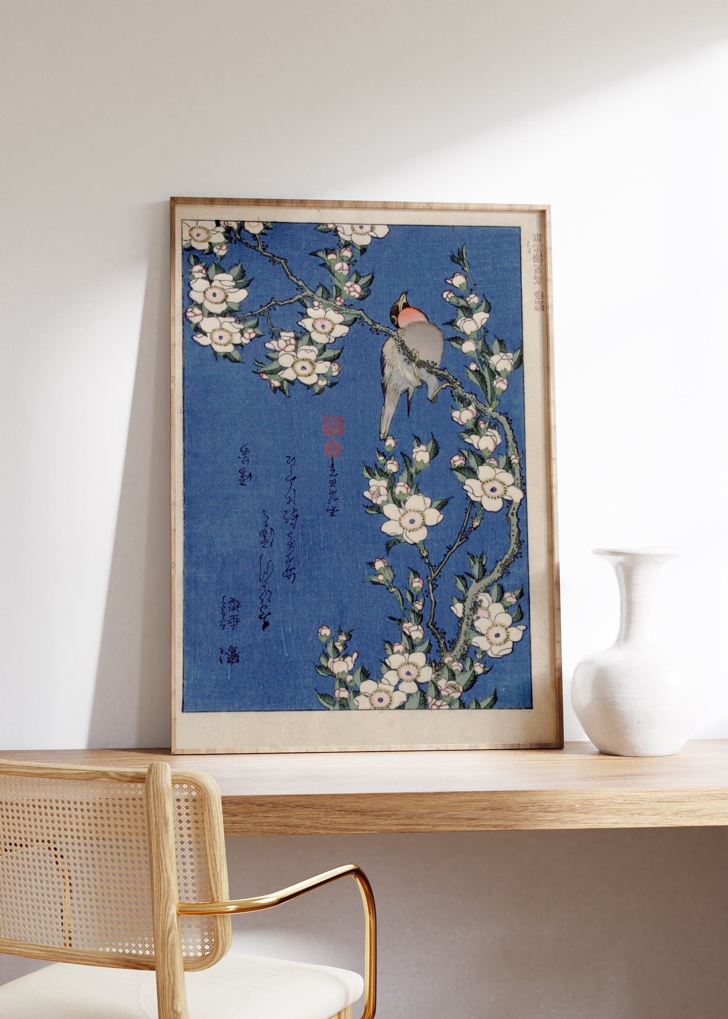 Katsushika Hokusai Bird Print, Vintage Japanese Poster