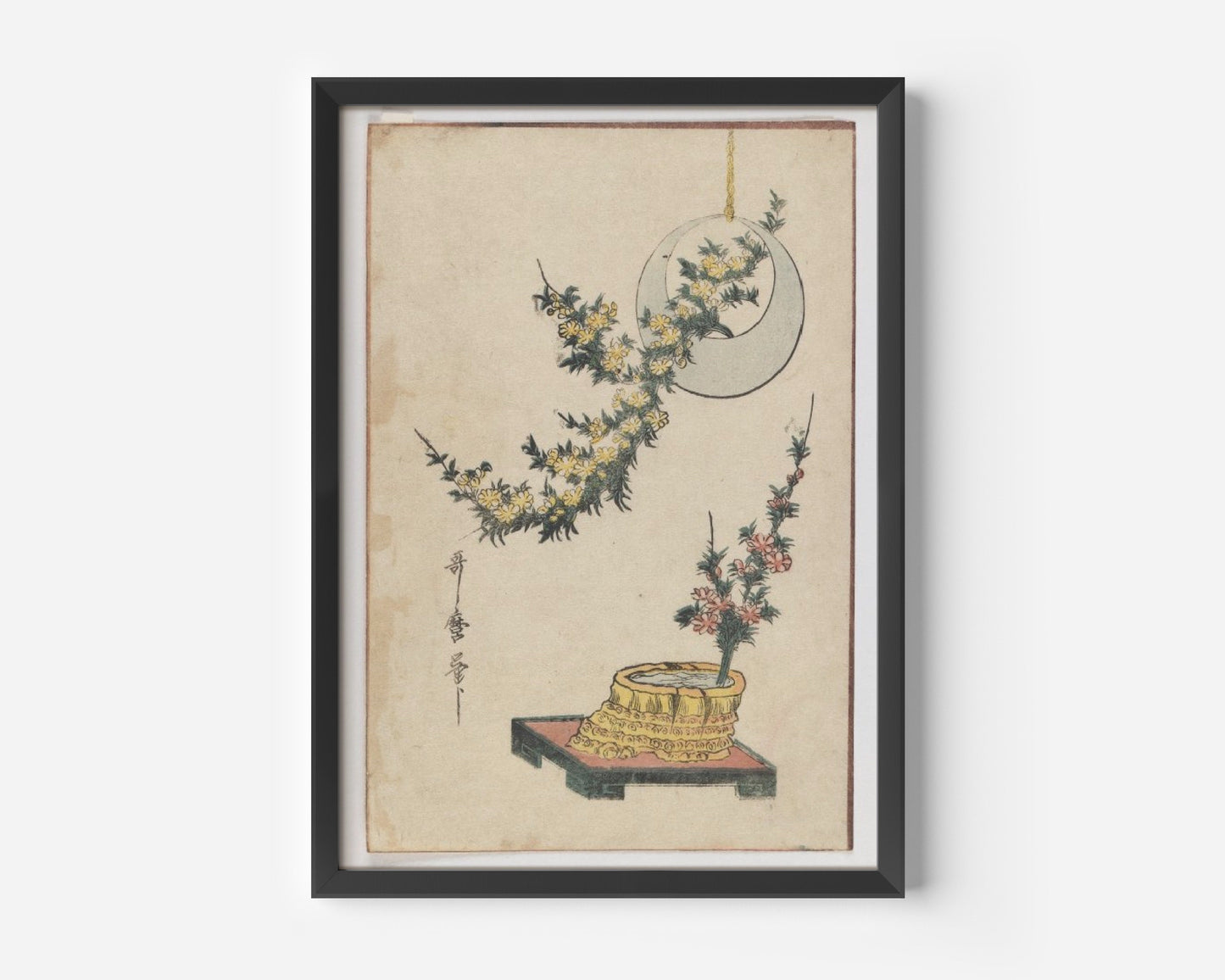 Japanese Flowers and The Moon Vintage Poster