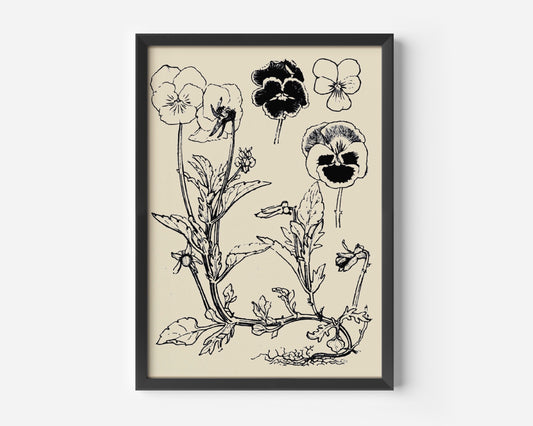 Black Flowers, Black Floral Poster