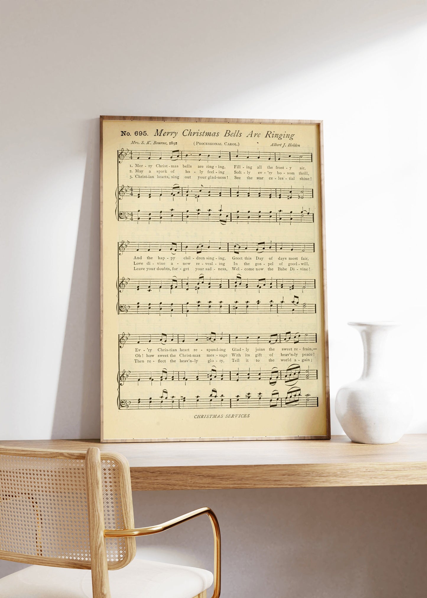 Merry Christmas Bells Are Ringing Sheet Music Poster Print