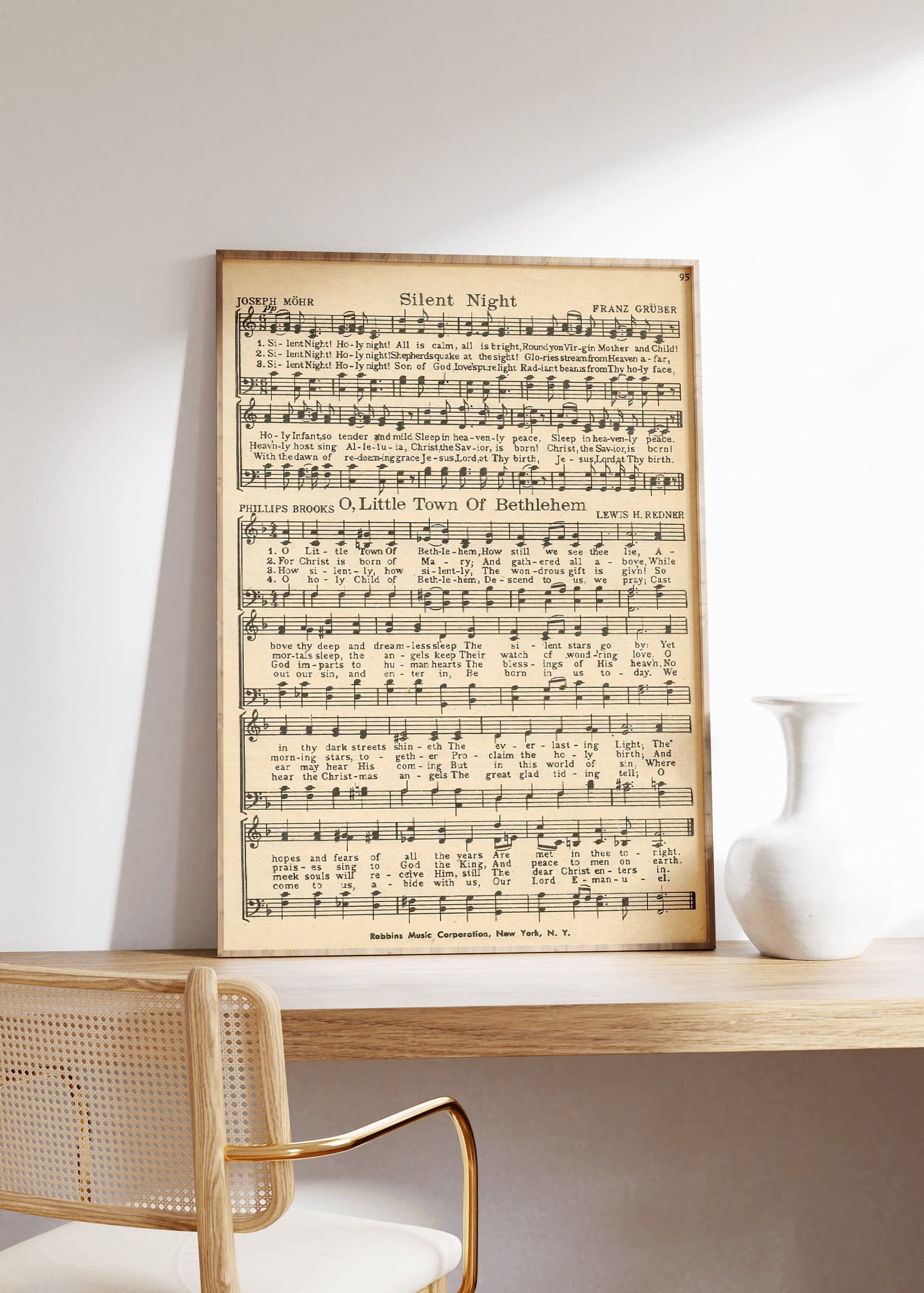 Silent Night Christmas Song Music Sheet Poster