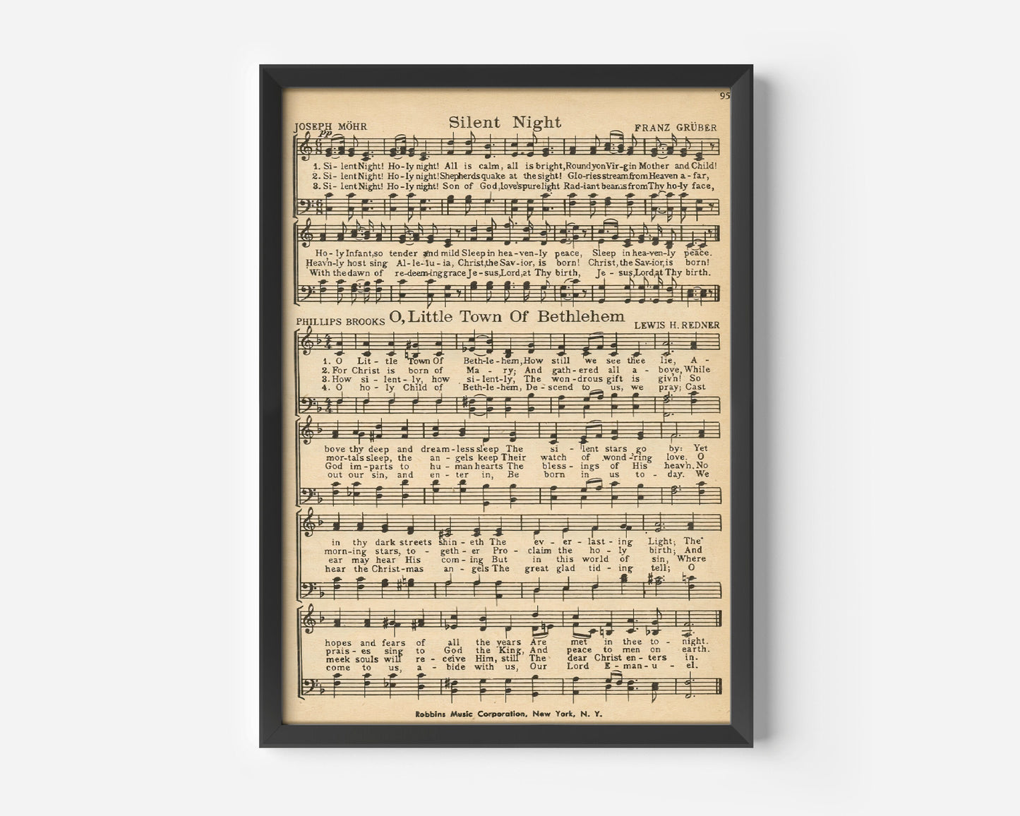 Silent Night Christmas Song Music Sheet Poster