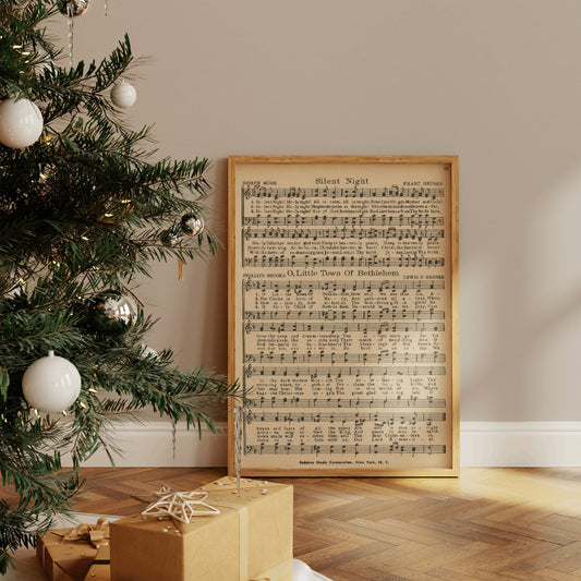 Silent Night Christmas Song Music Sheet Poster