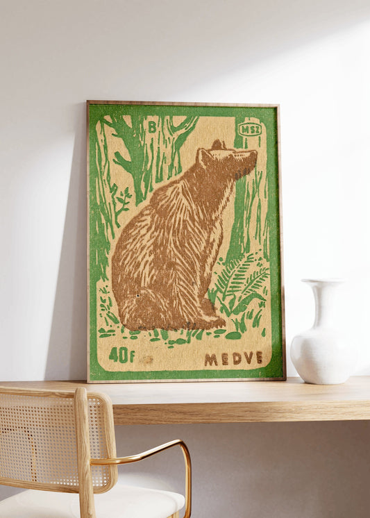 Vintage Bear Matchbox Poster