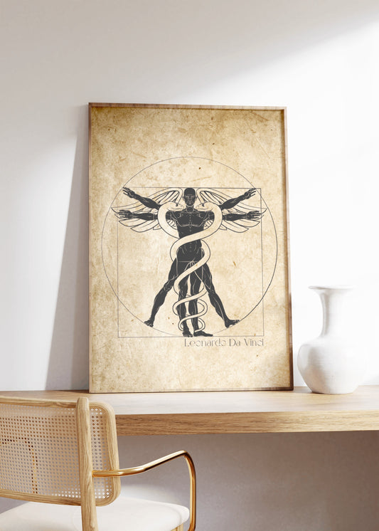 Vitruvian Man Vintage Print