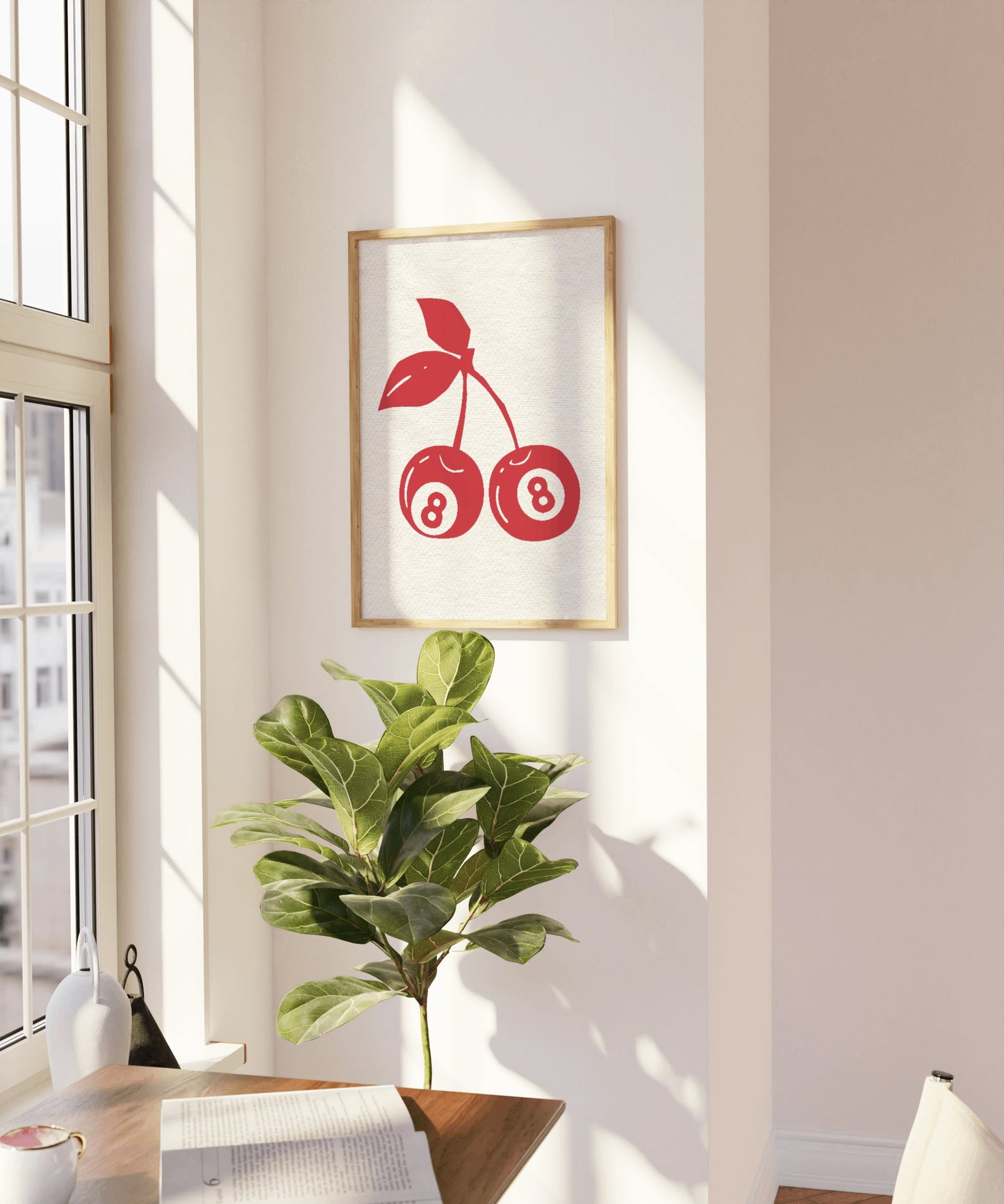 Trendy Cherry Poster, 8 ball Print