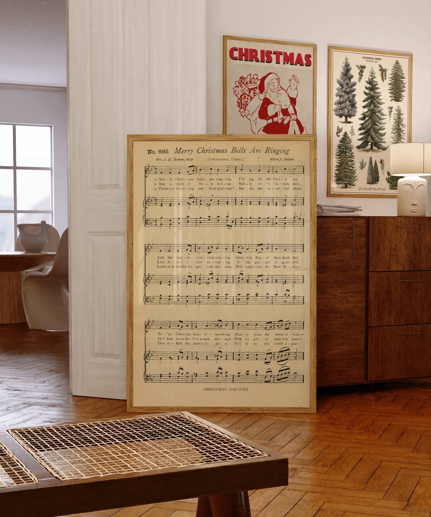 Merry Christmas Bells Are Ringing Sheet Music Poster Print