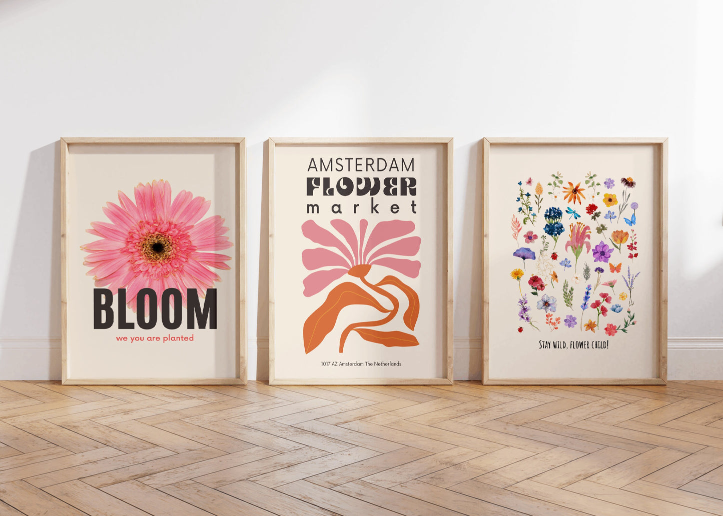 Set Of 3 Floral Prints, Flower Market Amsterdam Print