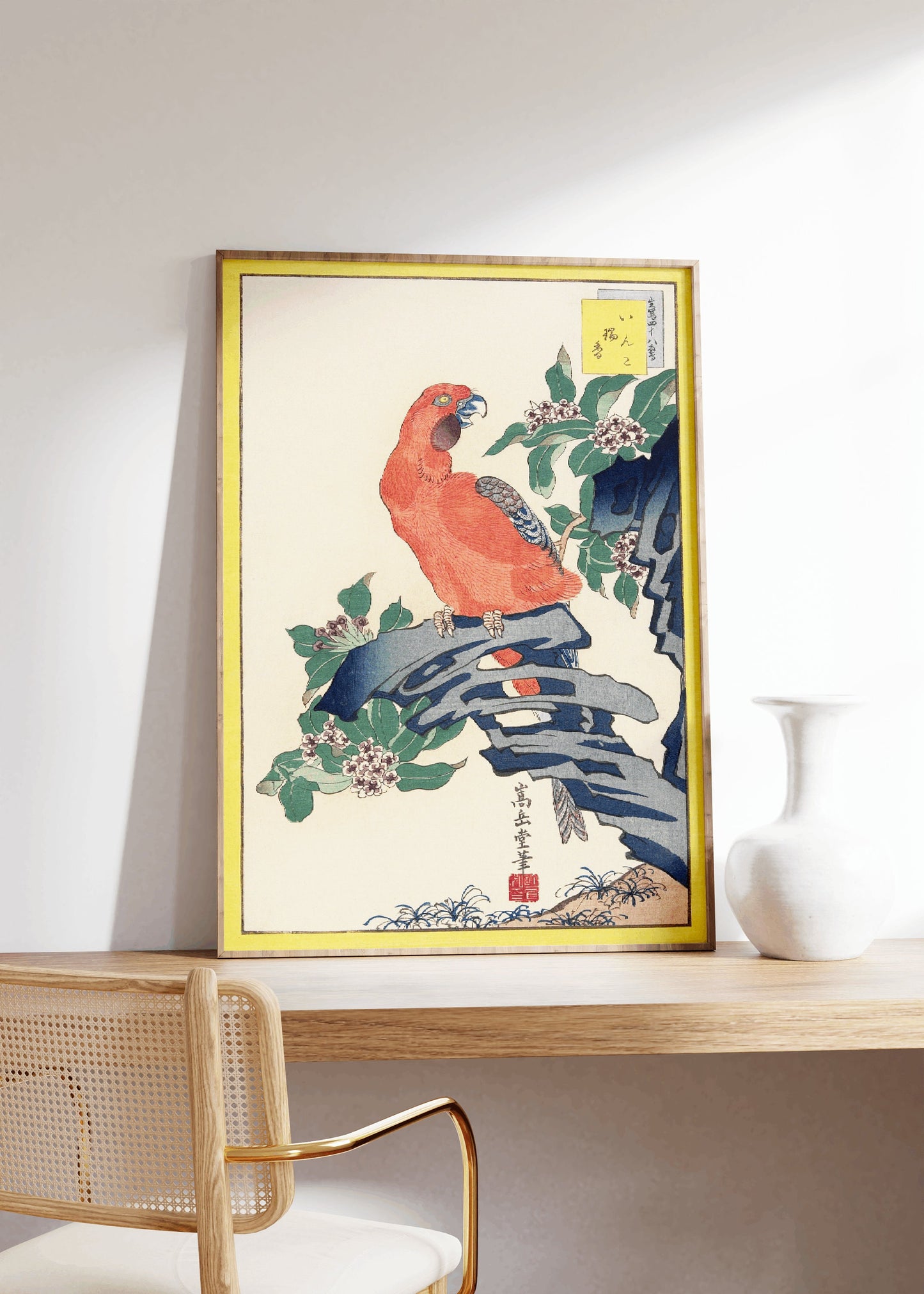 Pink Japanese Parrot Poster