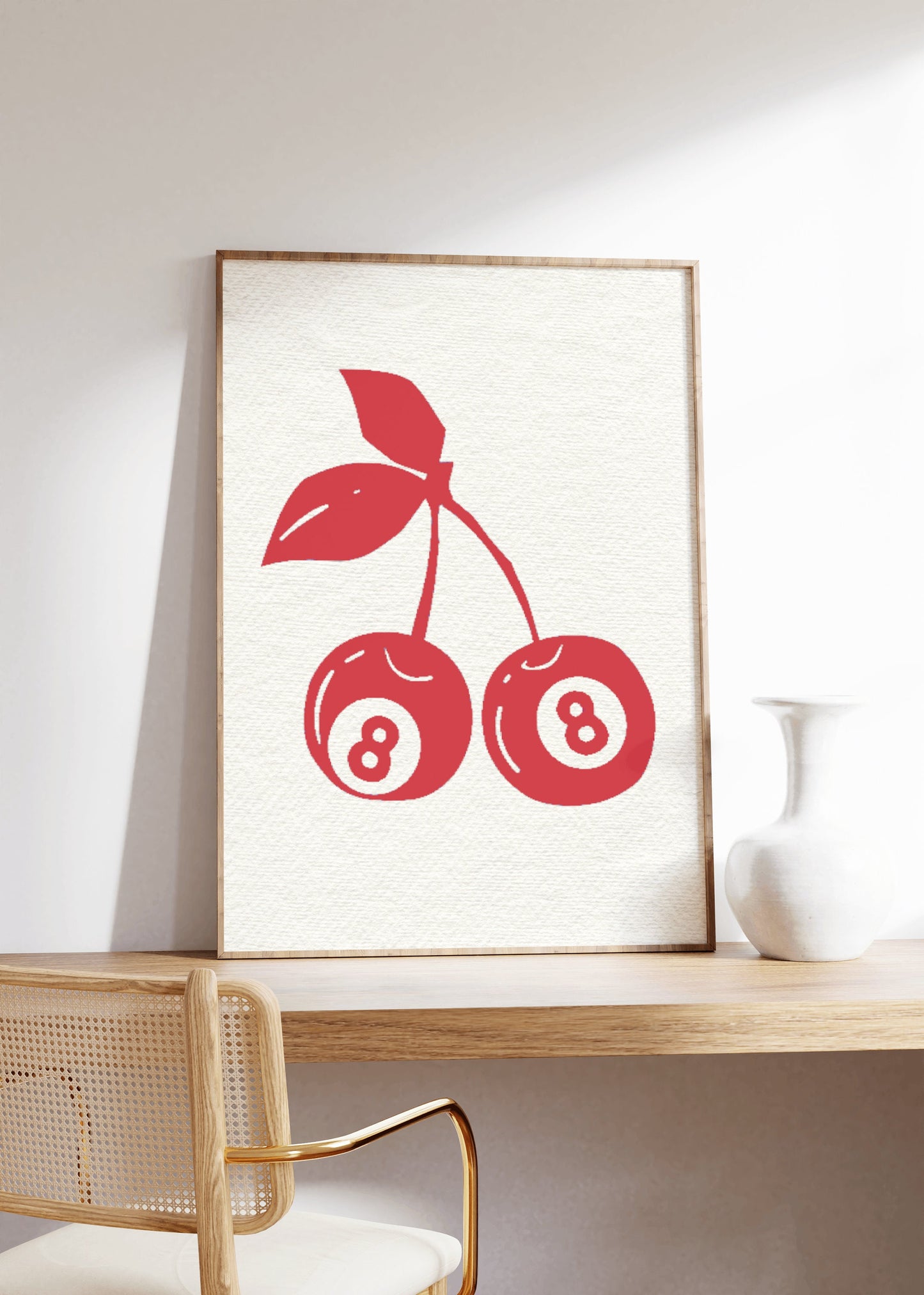 Trendy Cherry Poster, 8 ball Print