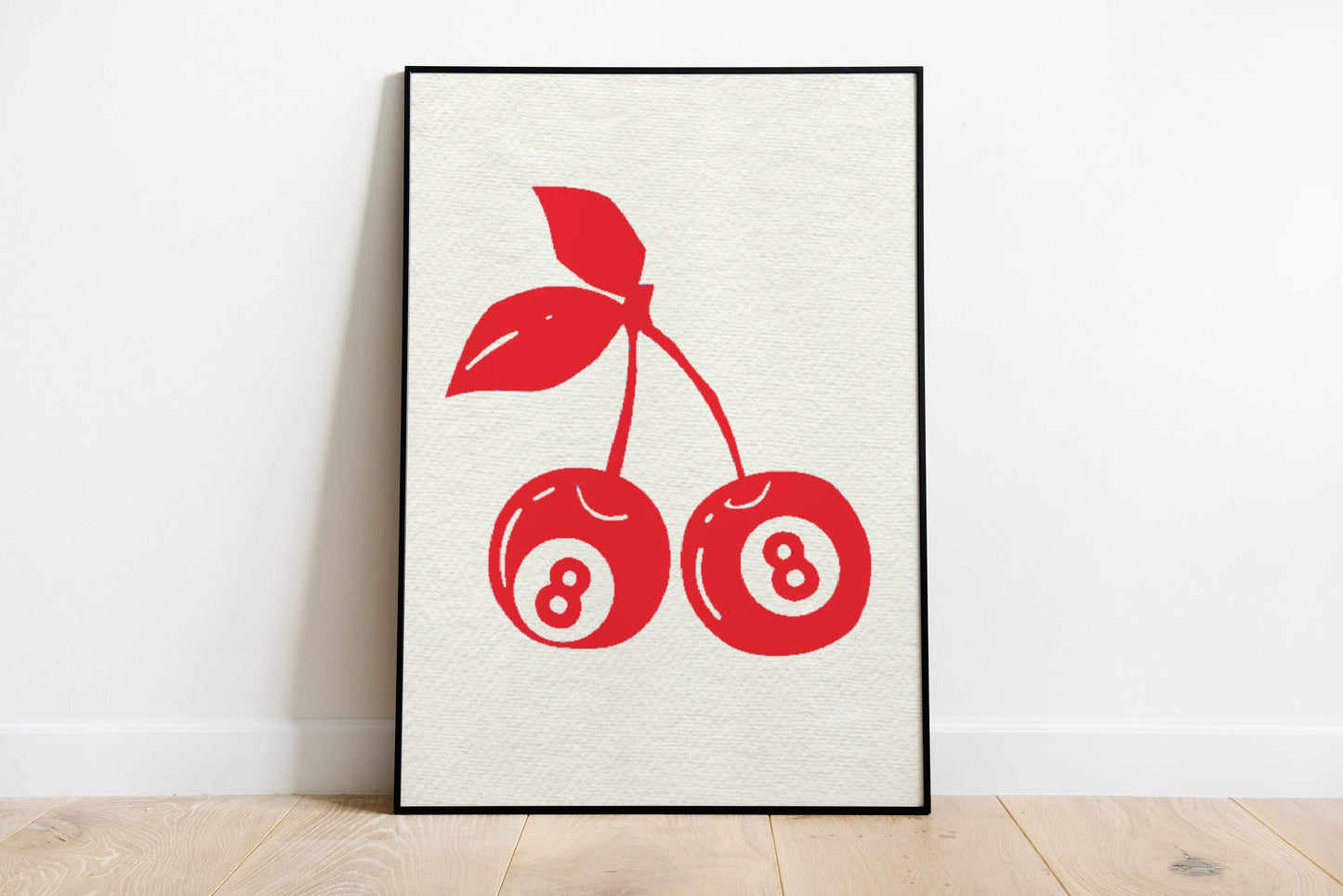 Trendy Cherry Poster, 8 ball Print