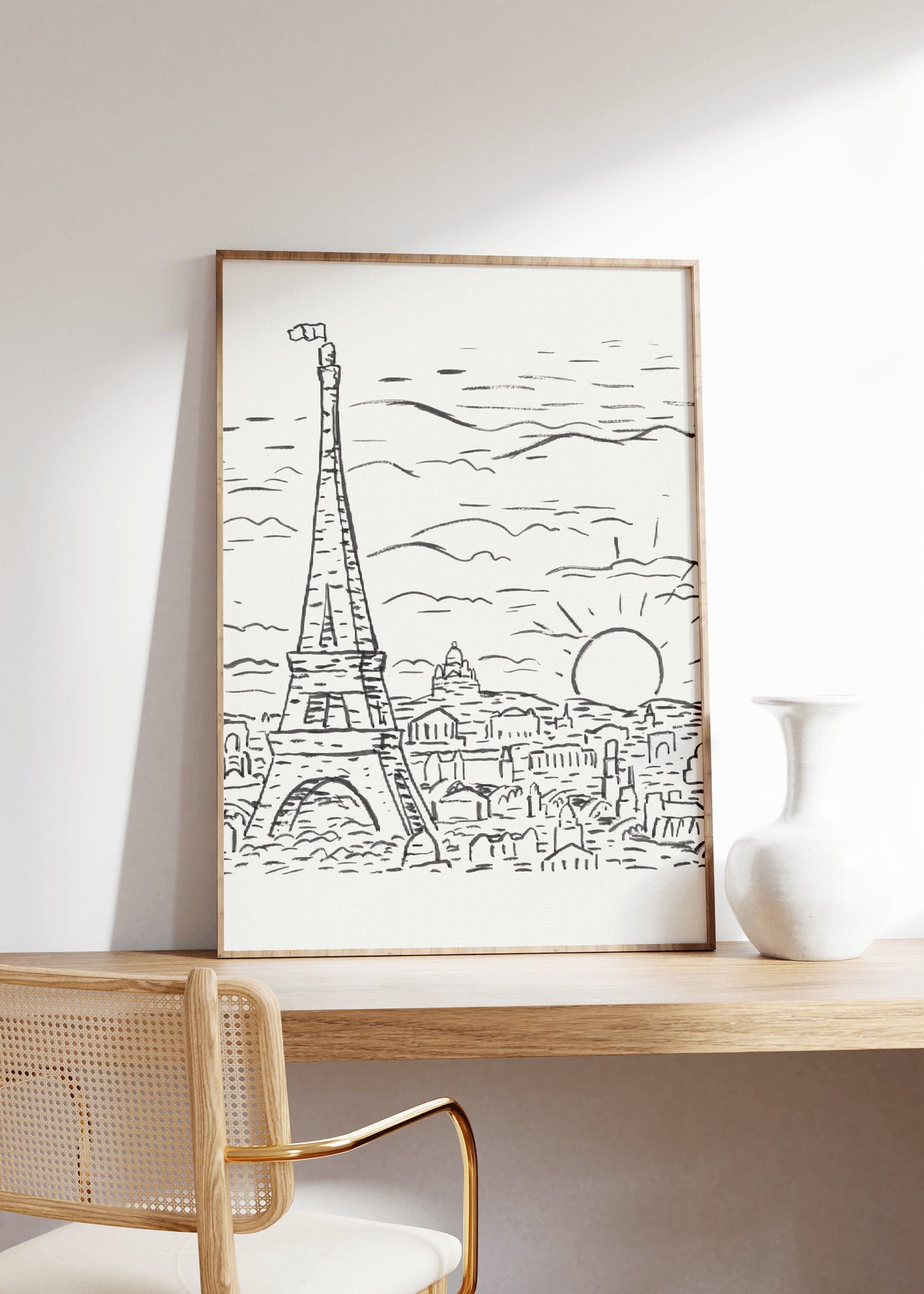 Vintage Paris Eiffel Tower Drawing Poster