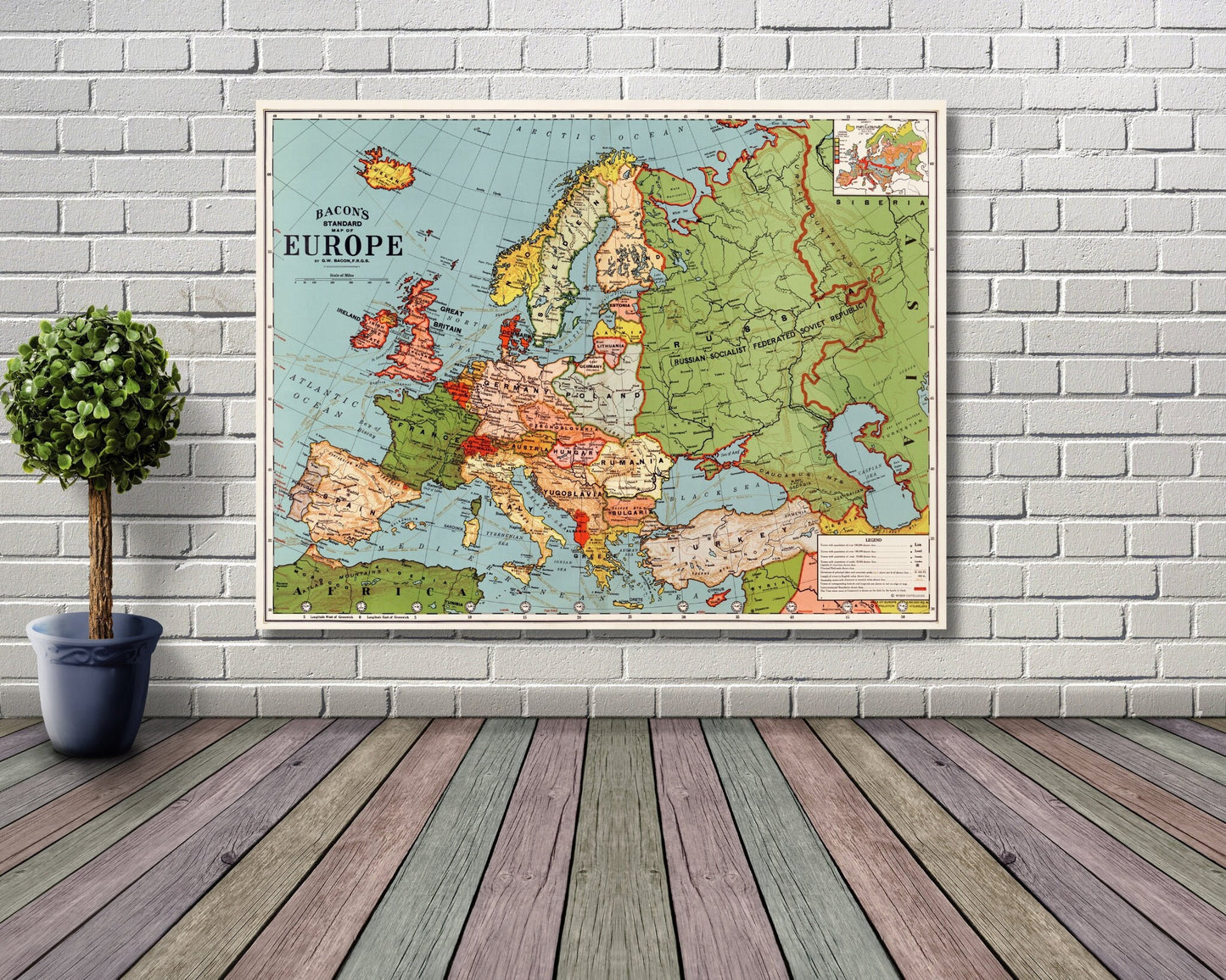 Bacon's Map of Europe (1830–1922) Vintage Europe Map