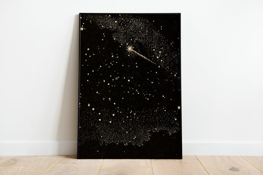 Vintage Falling Star Print, Dark Academia Poster