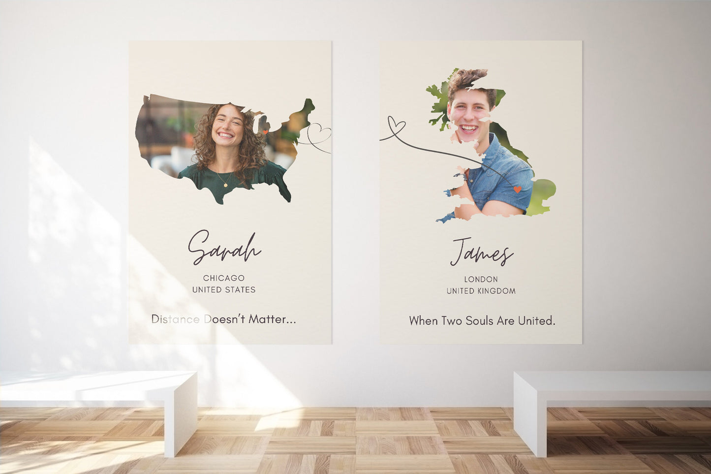 Set of 2 Custom Distance Love Poster