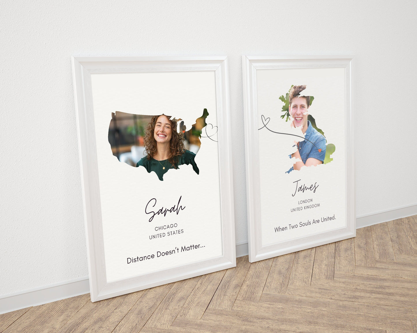 Set of 2 Custom Distance Love Poster