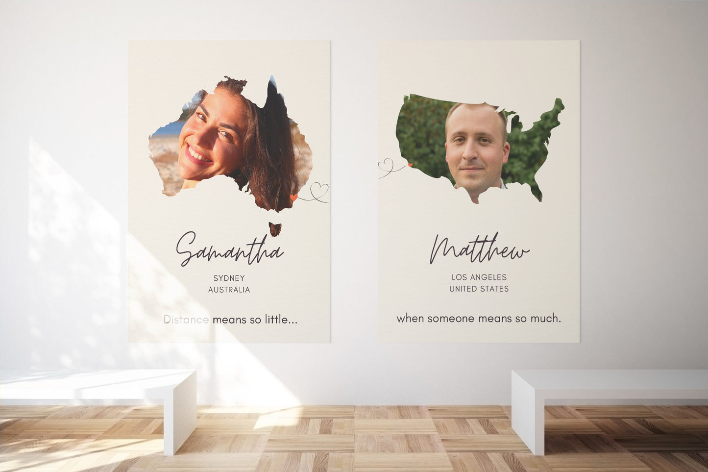 Set of 2 Custom Distance Love Poster