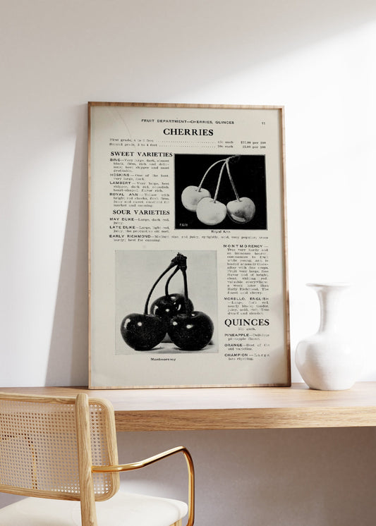 Cherries Vintage Book Page Poster