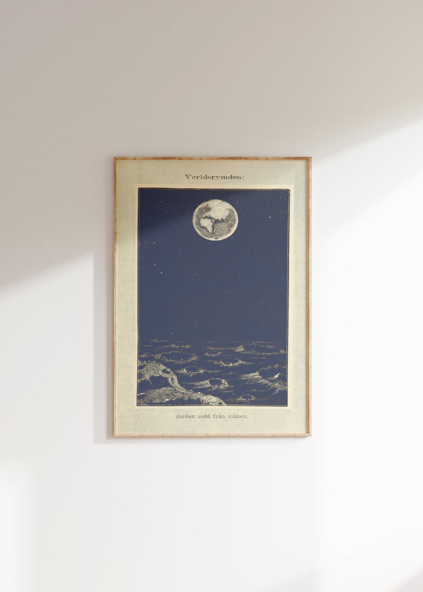 Moon Landscape Old Book Print, Vintage Moon Poster