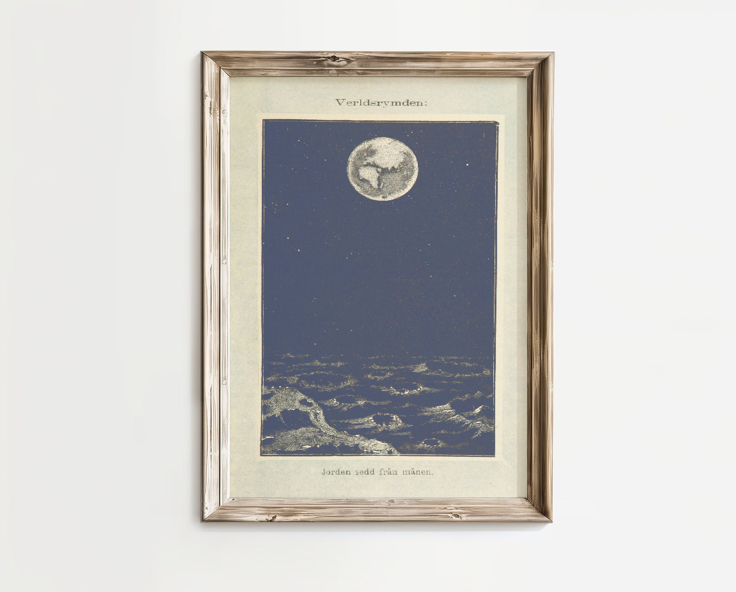 Moon Landscape Old Book Print, Vintage Moon Poster