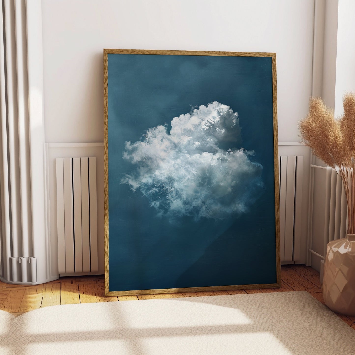 Indigo Rain Cloud Prints, Dark Blue Wall Art