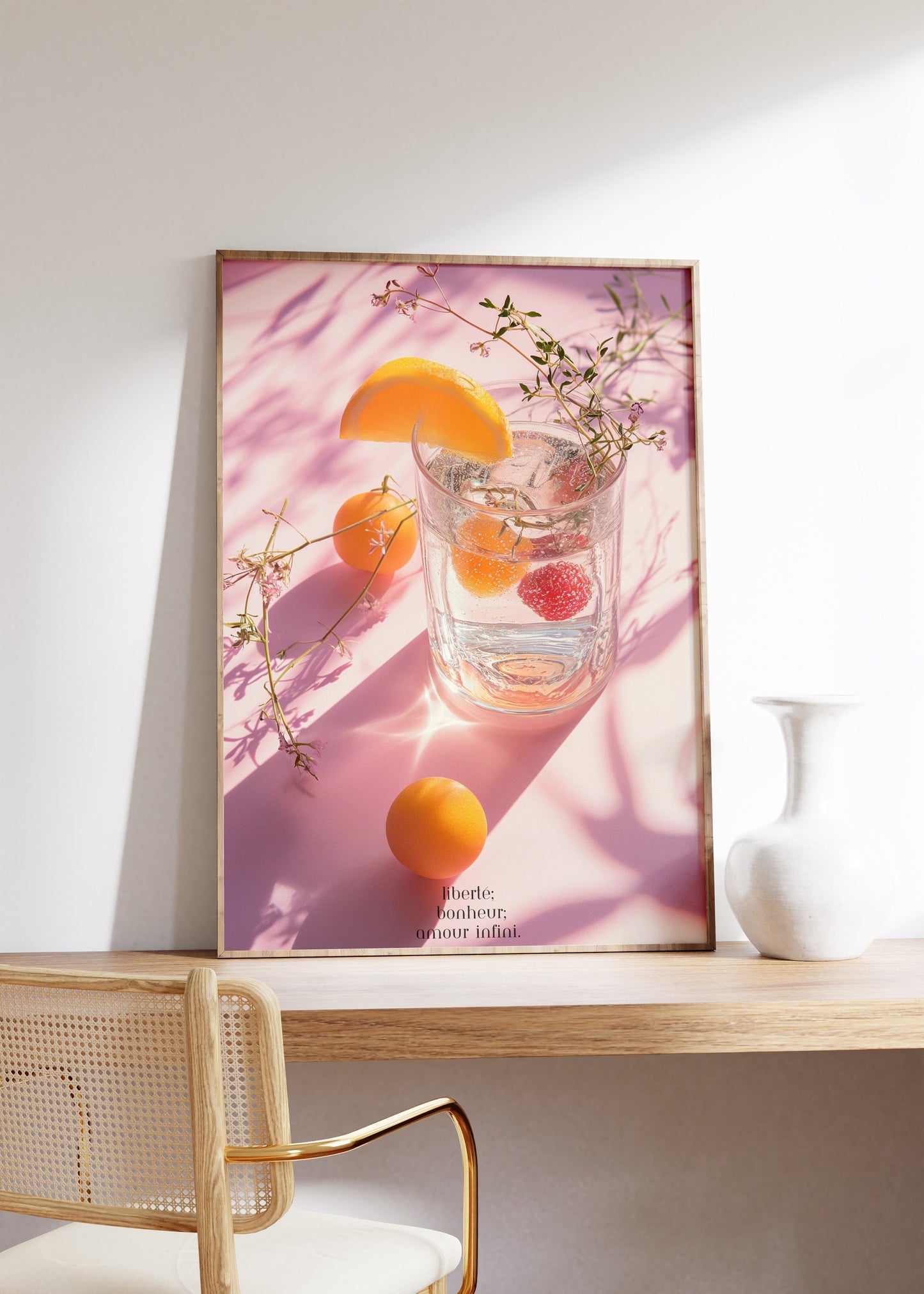 A Glass With Fruit And Sprigs Poster