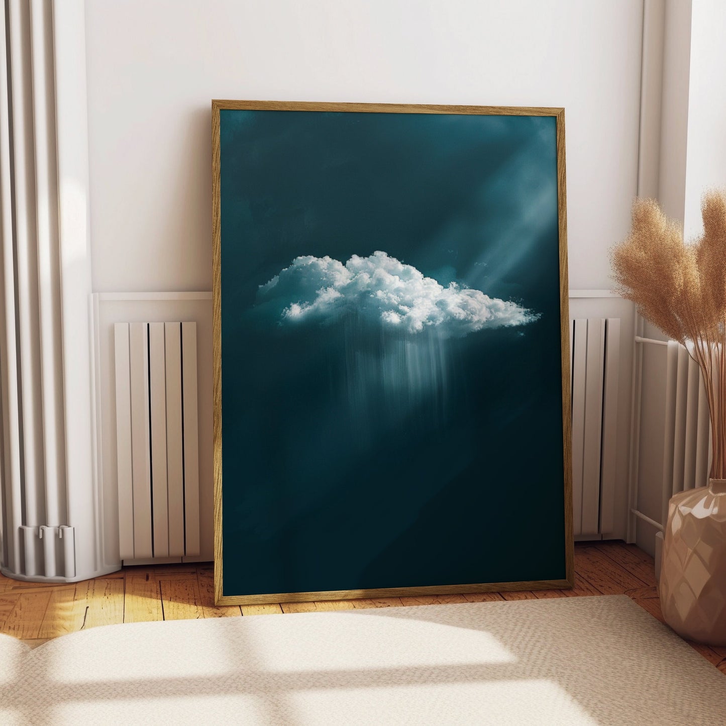 Indigo Rain Cloud Prints, Dark Blue Wall Art