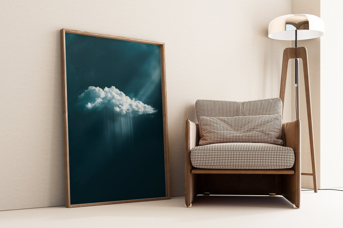 Indigo Rain Cloud Prints, Dark Blue Wall Art