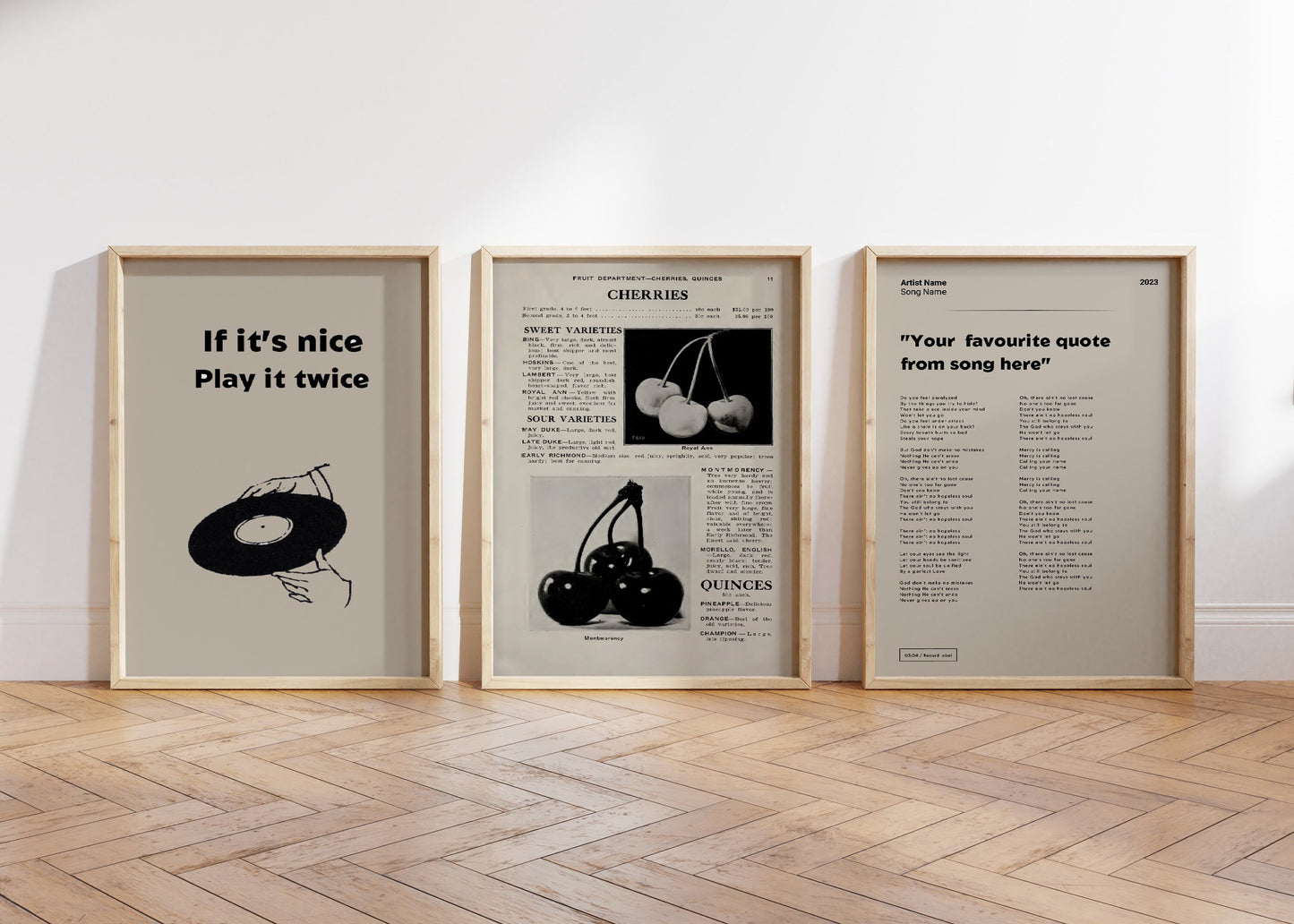 Set Of 3 Custom Song Print