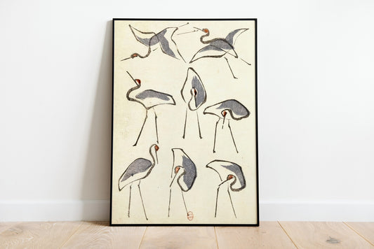 Japanese Cranes Vintage Poster by Ogata Korin