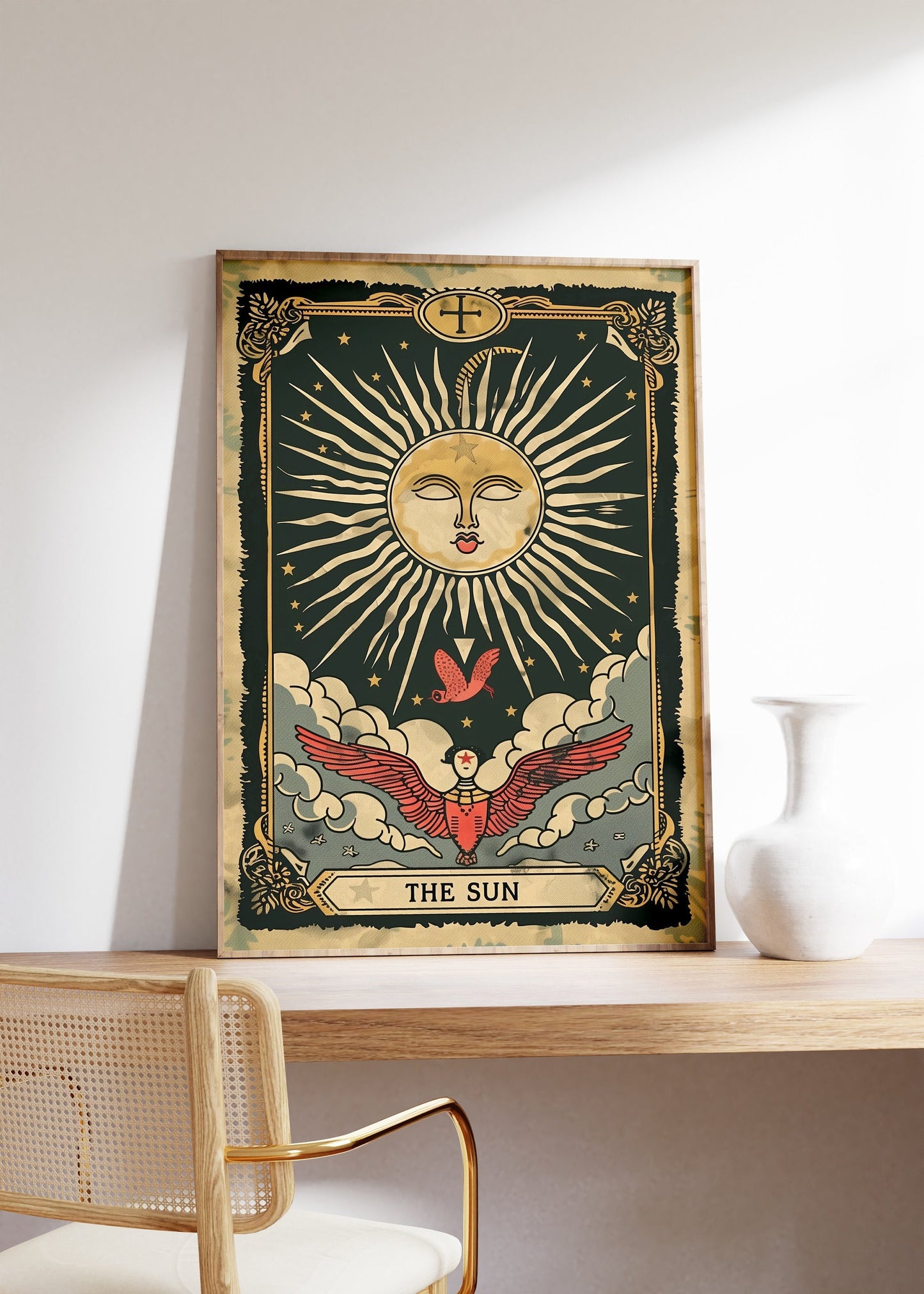 The Sun Tarot Card Poster, Sun Tarot Card Print