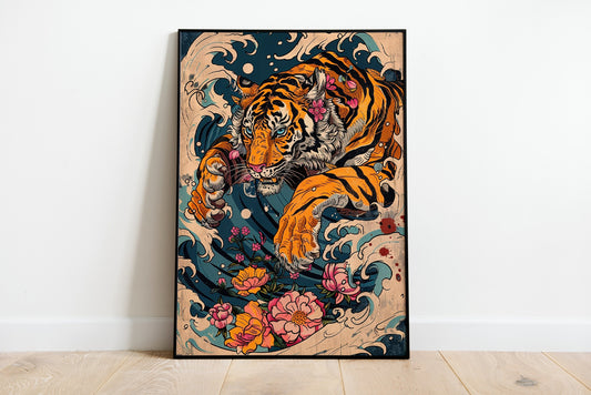 Tiger And The Great Wave off Kanagawa Poster