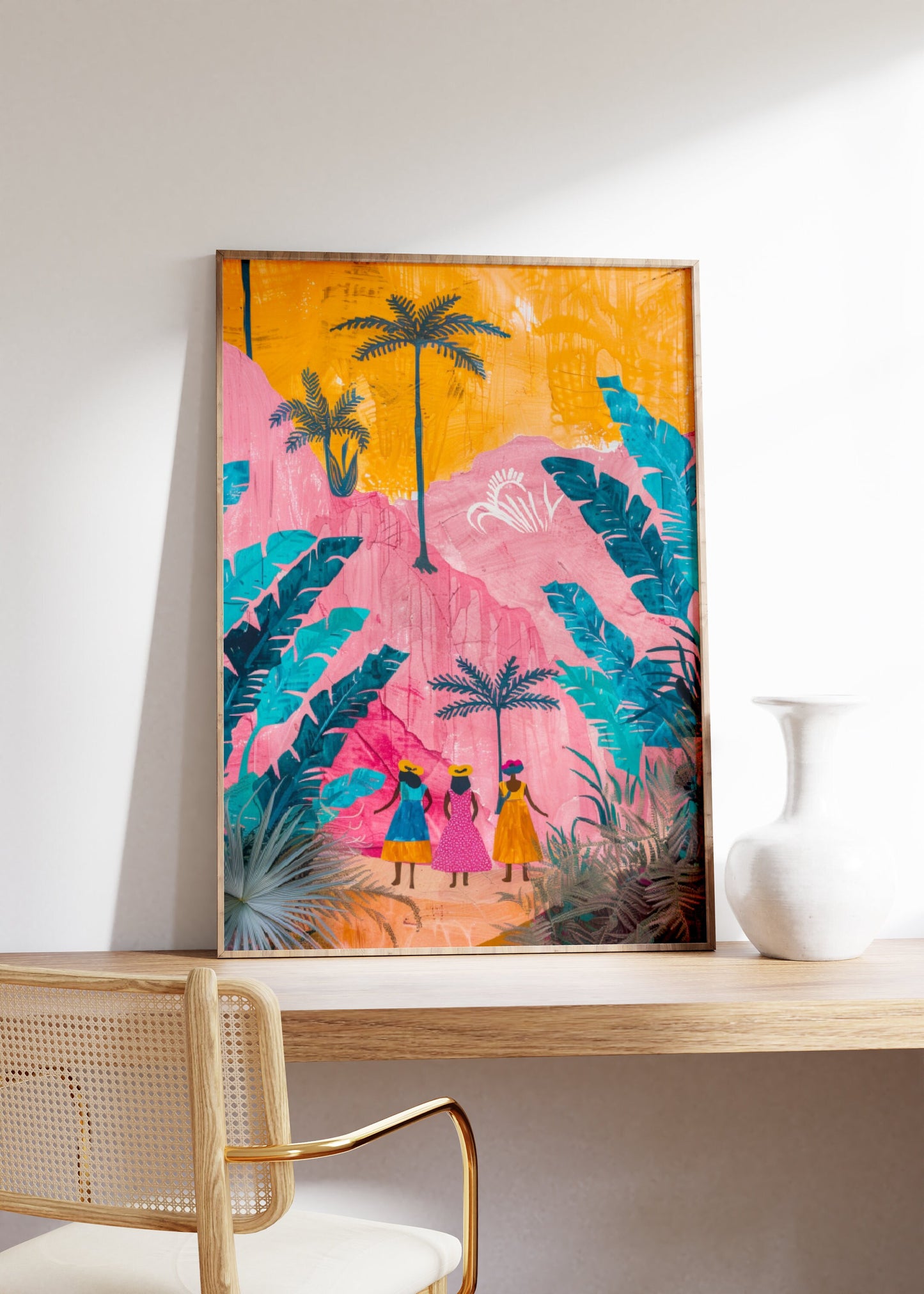 Tropical Caribbean Girls Art Poster