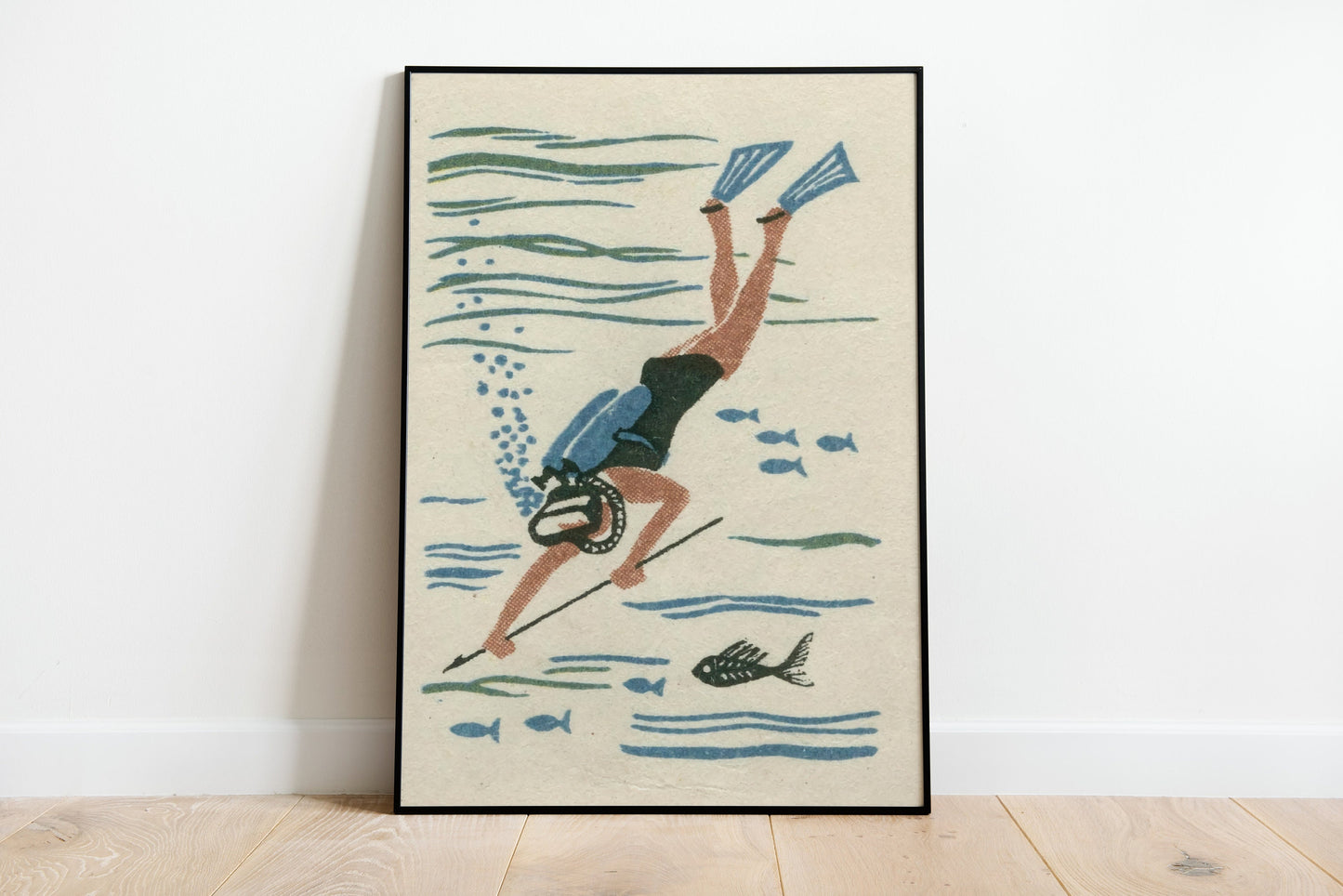 Vintage Diving Poster, Retro Diver Print