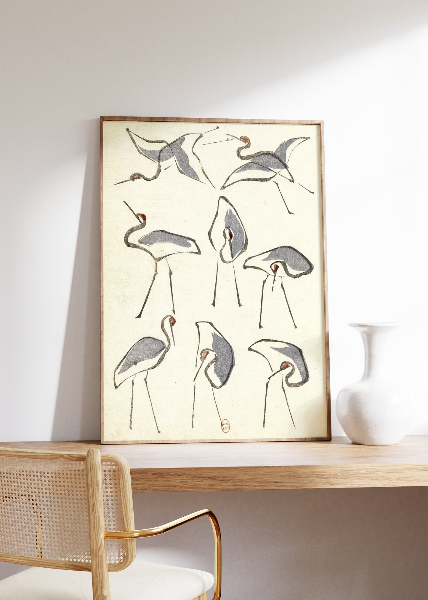 Japanese Cranes Vintage Poster by Ogata Korin