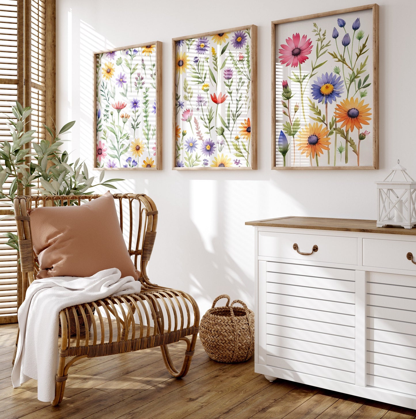 Wildflowers Floral Watercolor Print Set Of 3